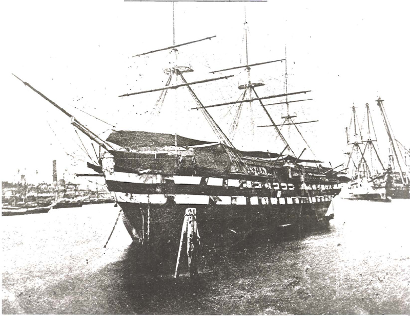 Benjamin Drummond served aboard the USS Ohio from his enlistment on November 4, 1861, to 
November 30, 1861, when he was tranferred to the USS Portsmouth for transportation to the Gulf of 
Mexico for his assignment with the Gulf Coast Blockading Squadron. The original copy of this 
photograph is held by the Naval Historical Center at the Washington Navy Yard in Washington, DC.