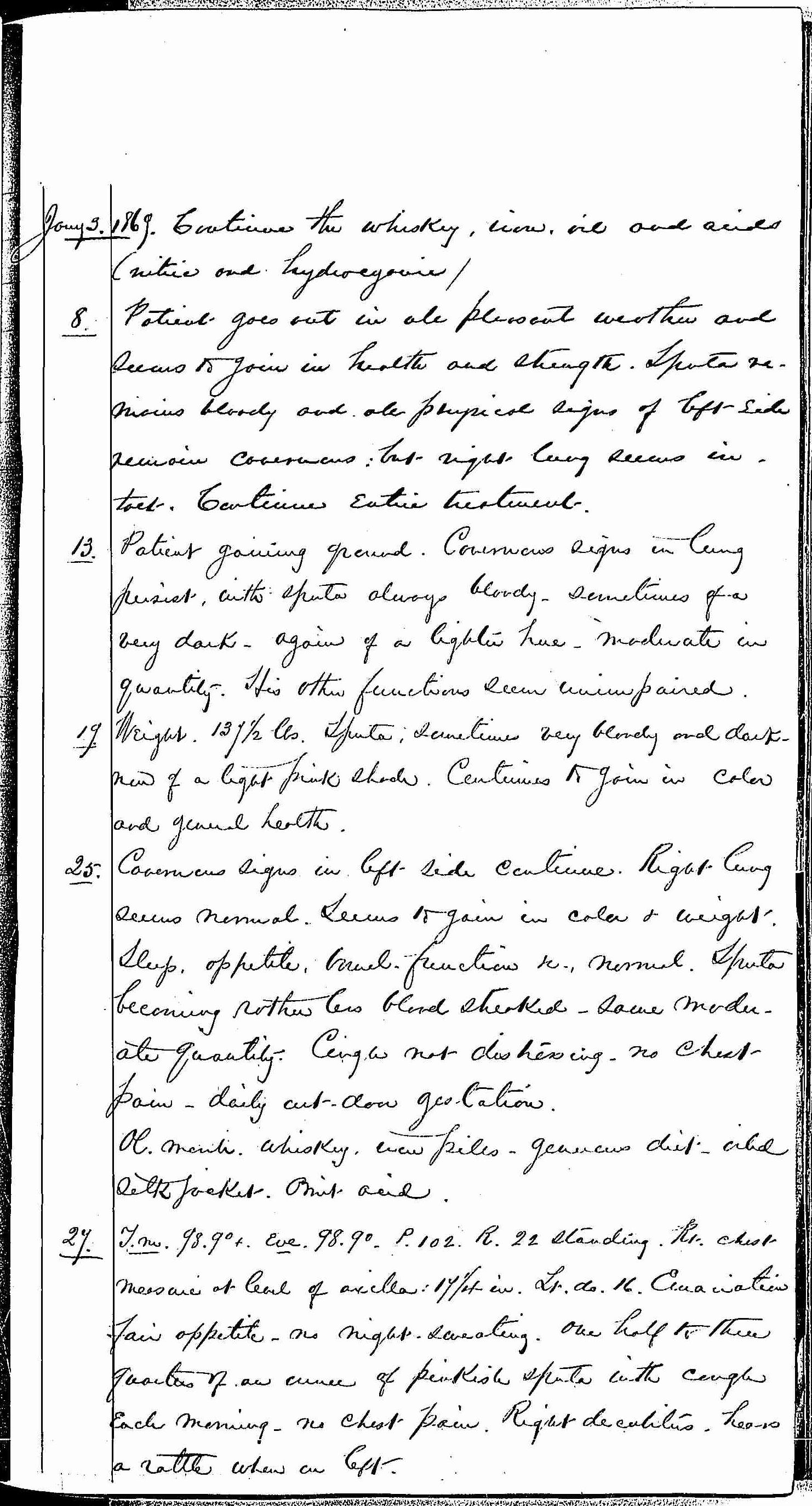 Entry for Bernard Drury (page 23 of 31) in the log Hospital Tickets and Case Papers - Naval Hospital - Washington, D.C. - 1868-69