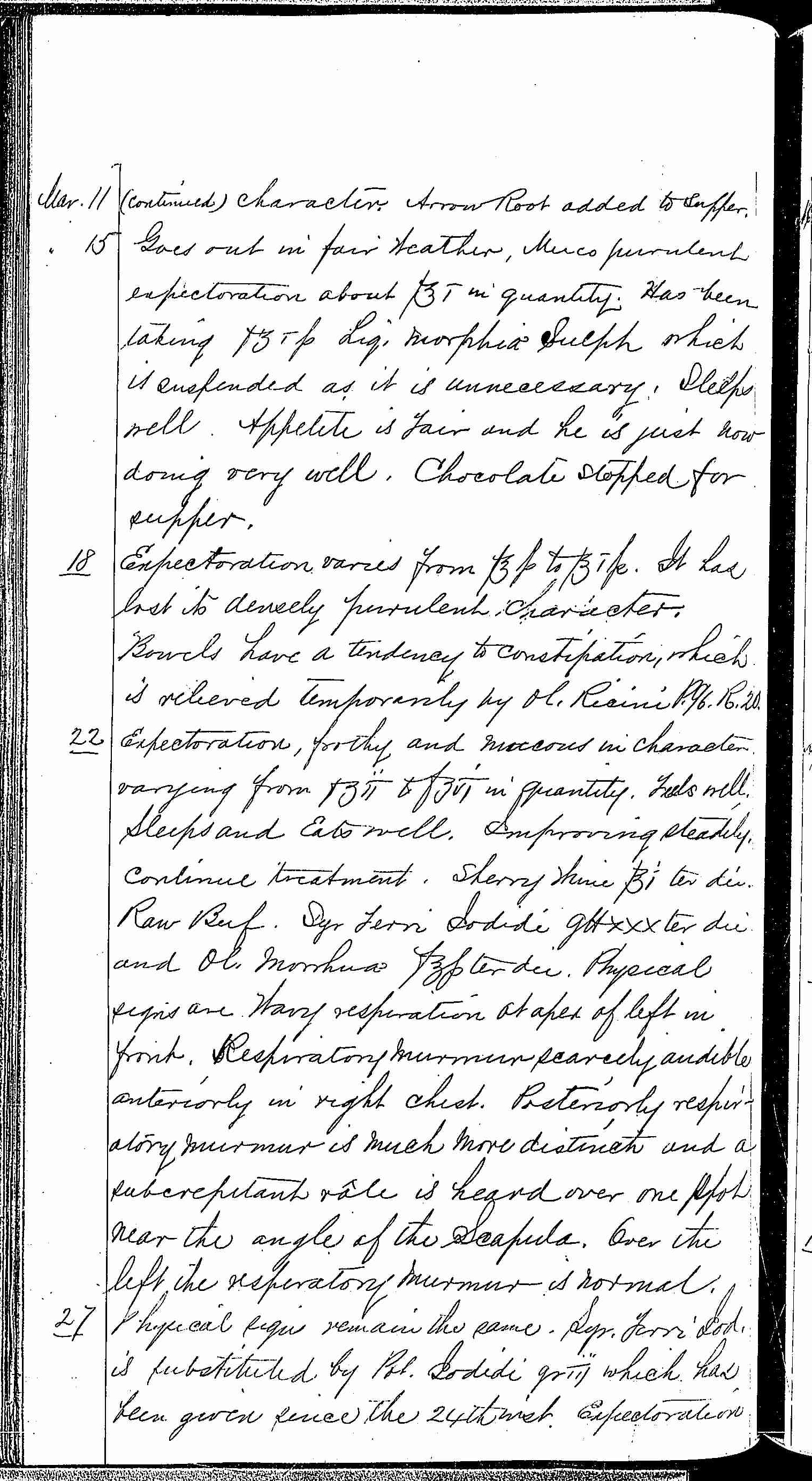 Entry for Peter C. Cheeks (page 10 of 16) in the log Hospital Tickets and Case Papers - Naval Hospital - Washington, D.C. - 1868-69
