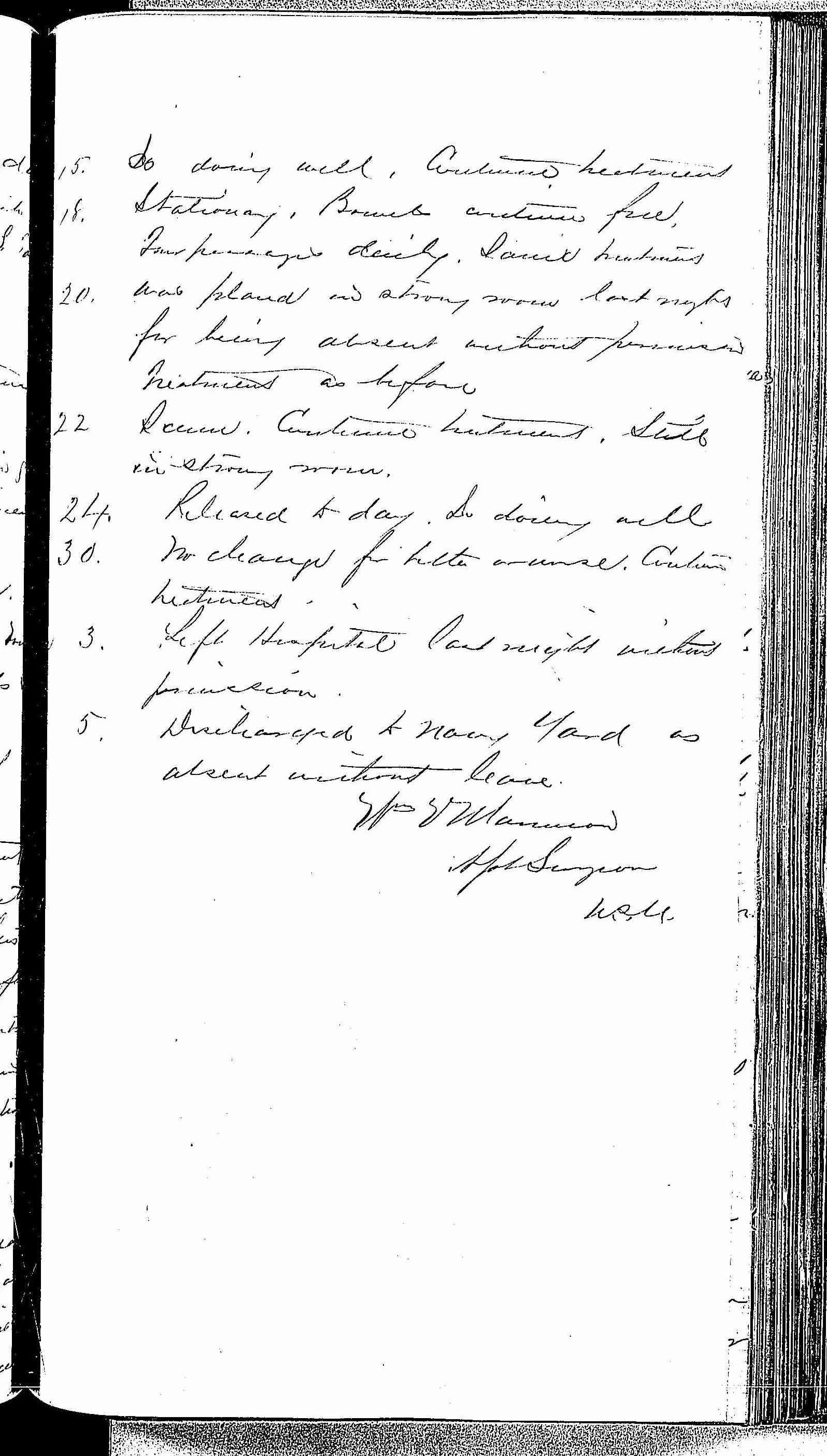 Entry for Edward Stevens (page 5 of 5) in the log Hospital Tickets and Case Papers - Naval Hospital - Washington, D.C. - 1868-69