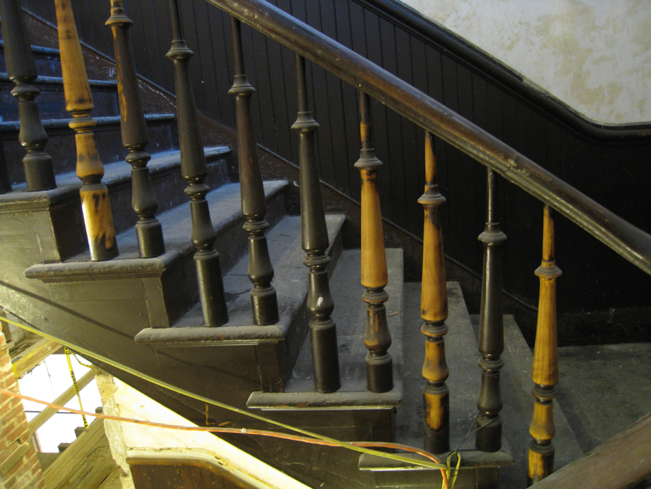 Second Floor - Preliminary Cleaning of Stair Spindles Between Second and Third Floor