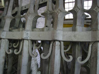 Fence - at G. Krug and Sons - detail of fillets (scrolls) and horizontal bars after sandblasting - September 28, 2010