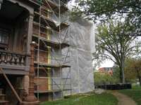 Elevation - South east corner during exterior paint removal by ice crystals blasting - October 19, 2010