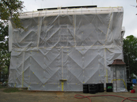 Elevation--East side during exterior paint removal by ice crystals blasting - October 19, 2010