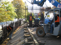 Fence--Removing fence section from Pennsylvania Ave. side for restoration - October 29, 2010