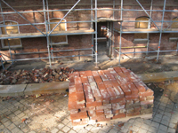 Grounds--Bricks saved from second floor wall demolition. - November 5, 2010