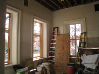 First Floor--Final skim coat for plaster in south east corner - November 17, 2010