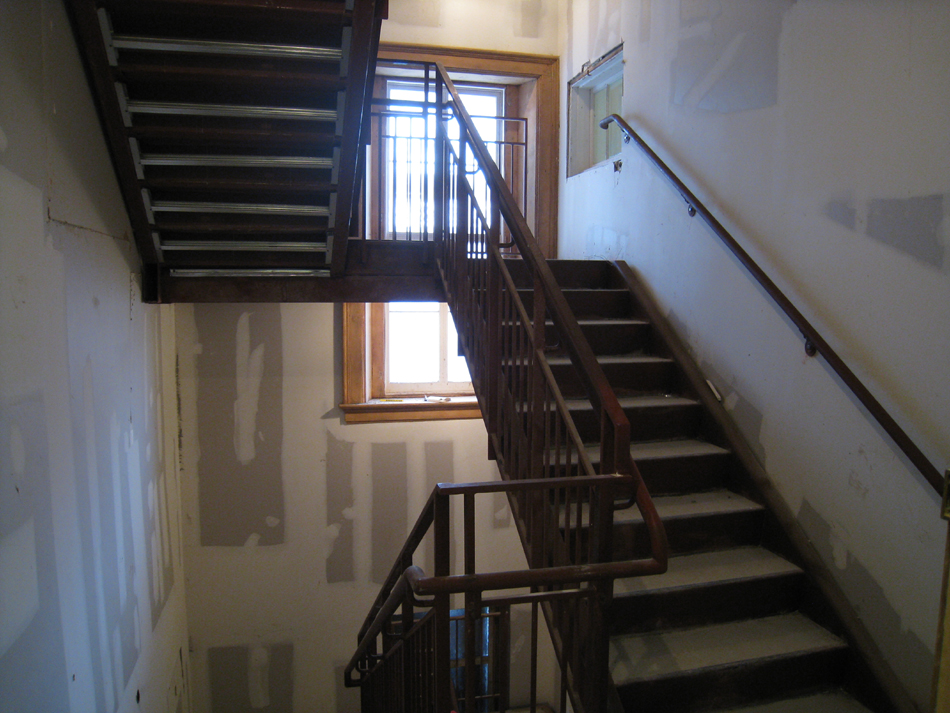 First Floor--West staircase with poured concrete - February 18, 2011