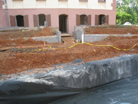 Grounds--Rain garden and main entrance under construction - May 23, 2011