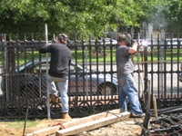 Fence--Final welding and sanding - May 23, 2011