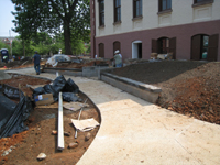 Grounds--East entrance with new sidewalks - June 10, 2011