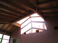 Carriage House--Skylight and ceiling of African mahogany - July 18, 2011