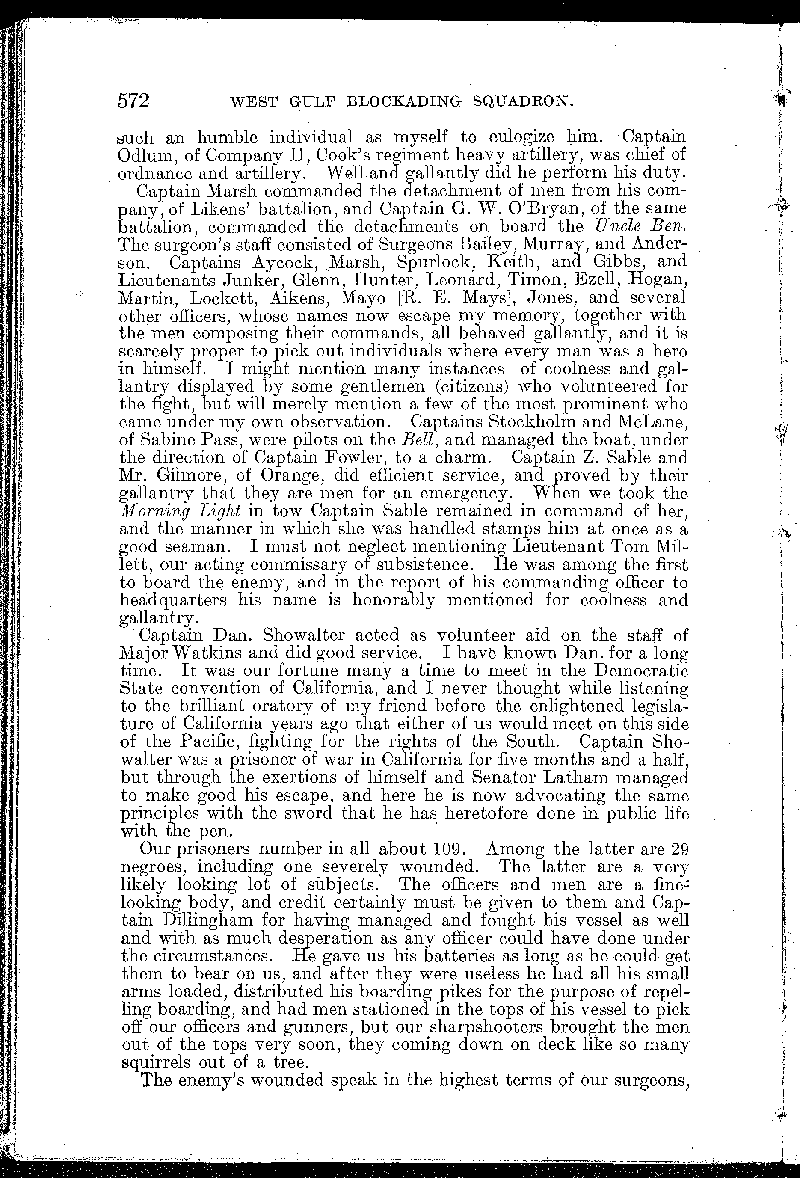 The naval fight off Sabine - Special to the Houston Telegraph (Page 3 of 4 pages).  This is in Volume 19 of the Official Records of the Union and Confederate Navies in the  War of the Rebellion.