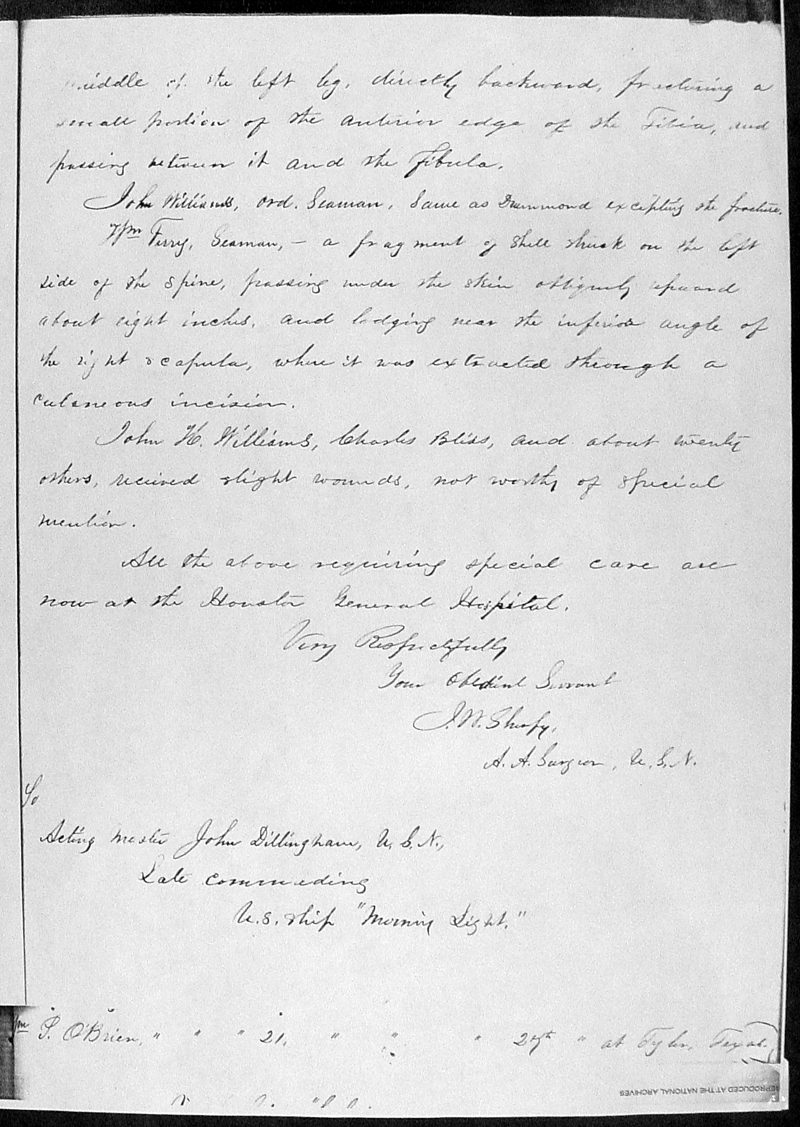 Report of Union casualties during the engagement resulting in the capture of the USS Morning Light.