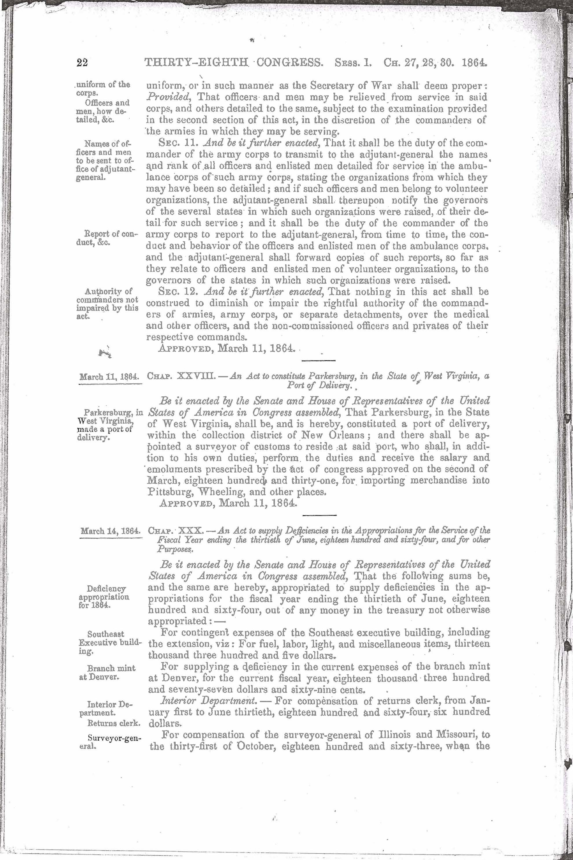 Act of Congress Authorizing Construction of the Washington Naval  Hospital, Page 1 of 7