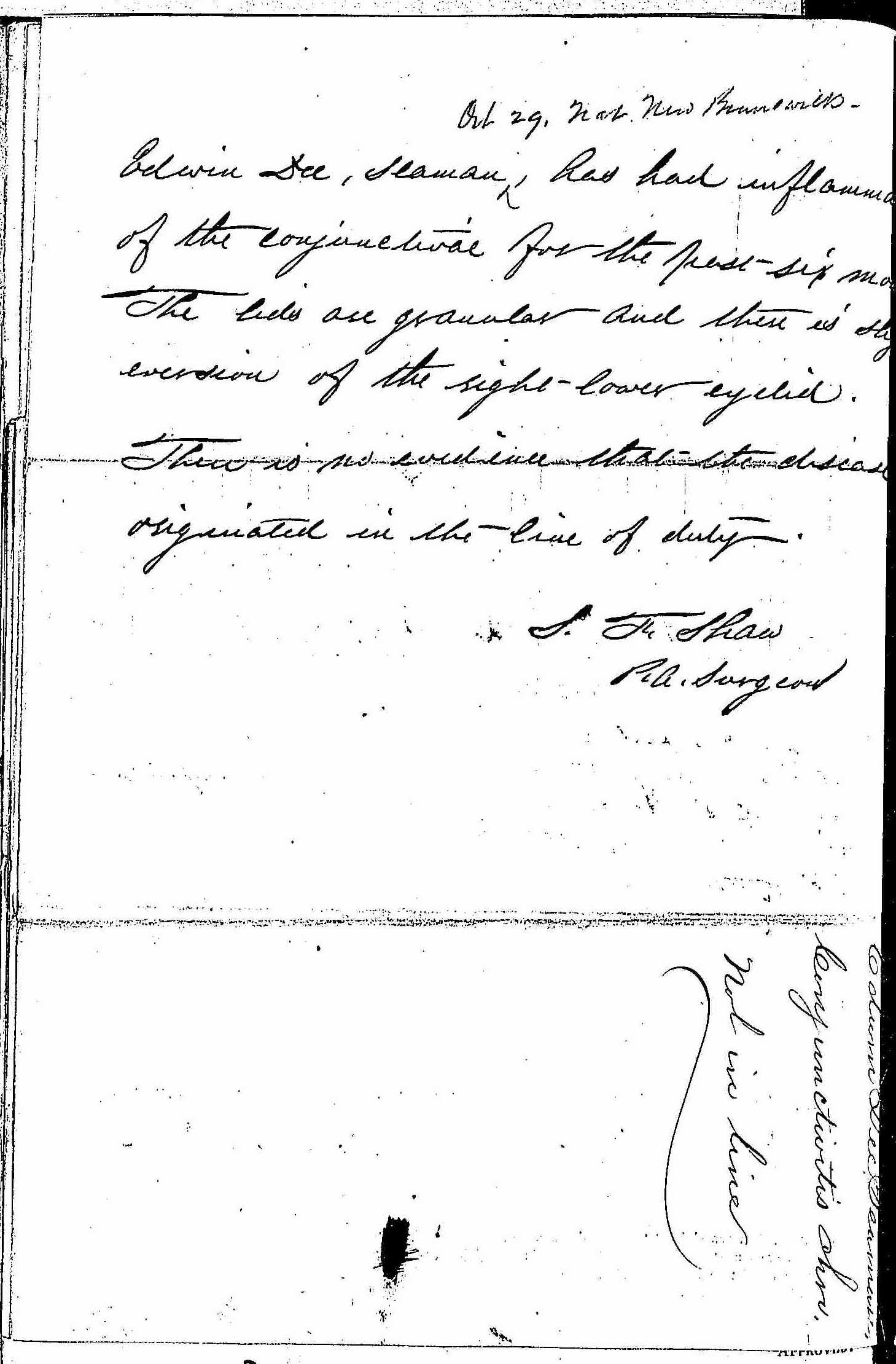 Entry for Edwin Dee (page 2 of 2) in the log Hospital Tickets and Case Papers - Naval Hospital - Washington, D.C. - 1866-68