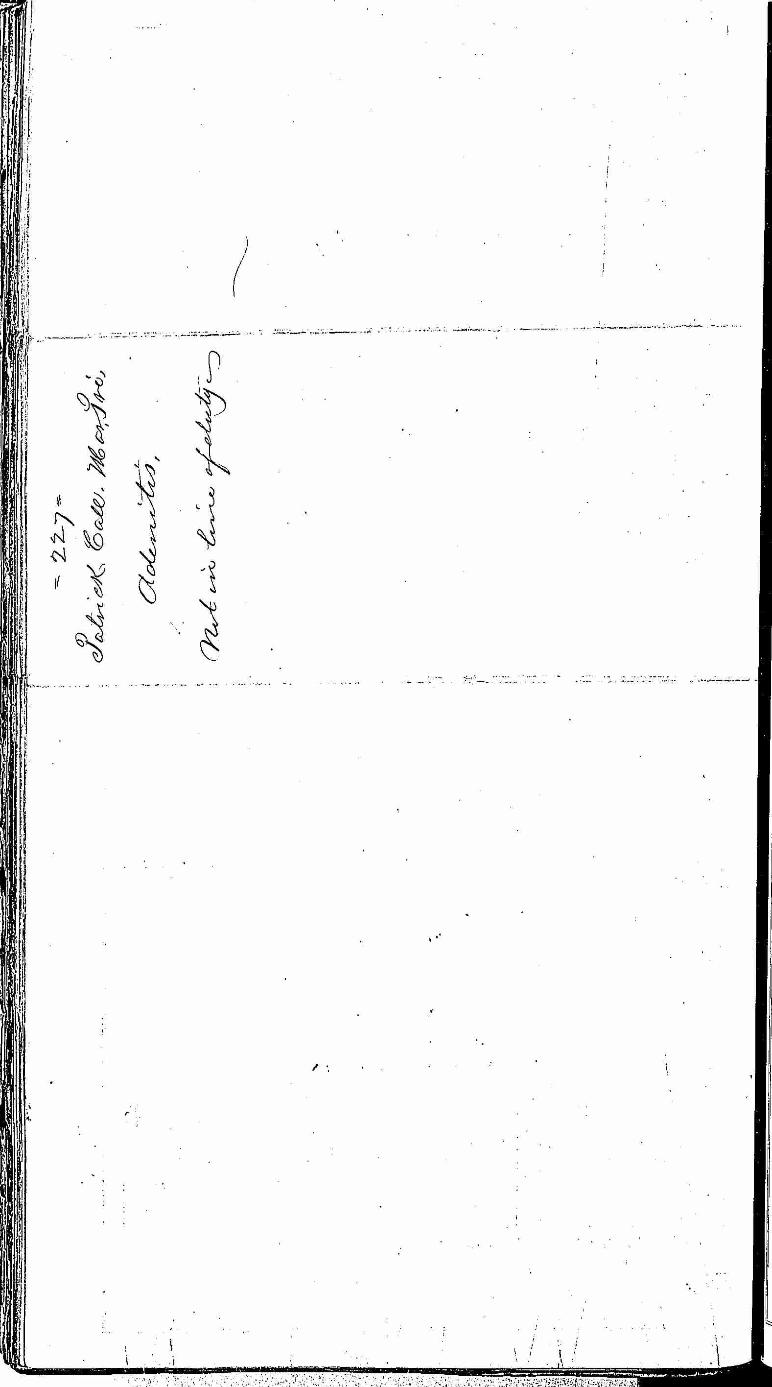 Entry for Patrick Call (page 2 of 2) in the log Hospital Tickets and Case Papers - Naval Hospital - Washington, D.C. - 1866-68