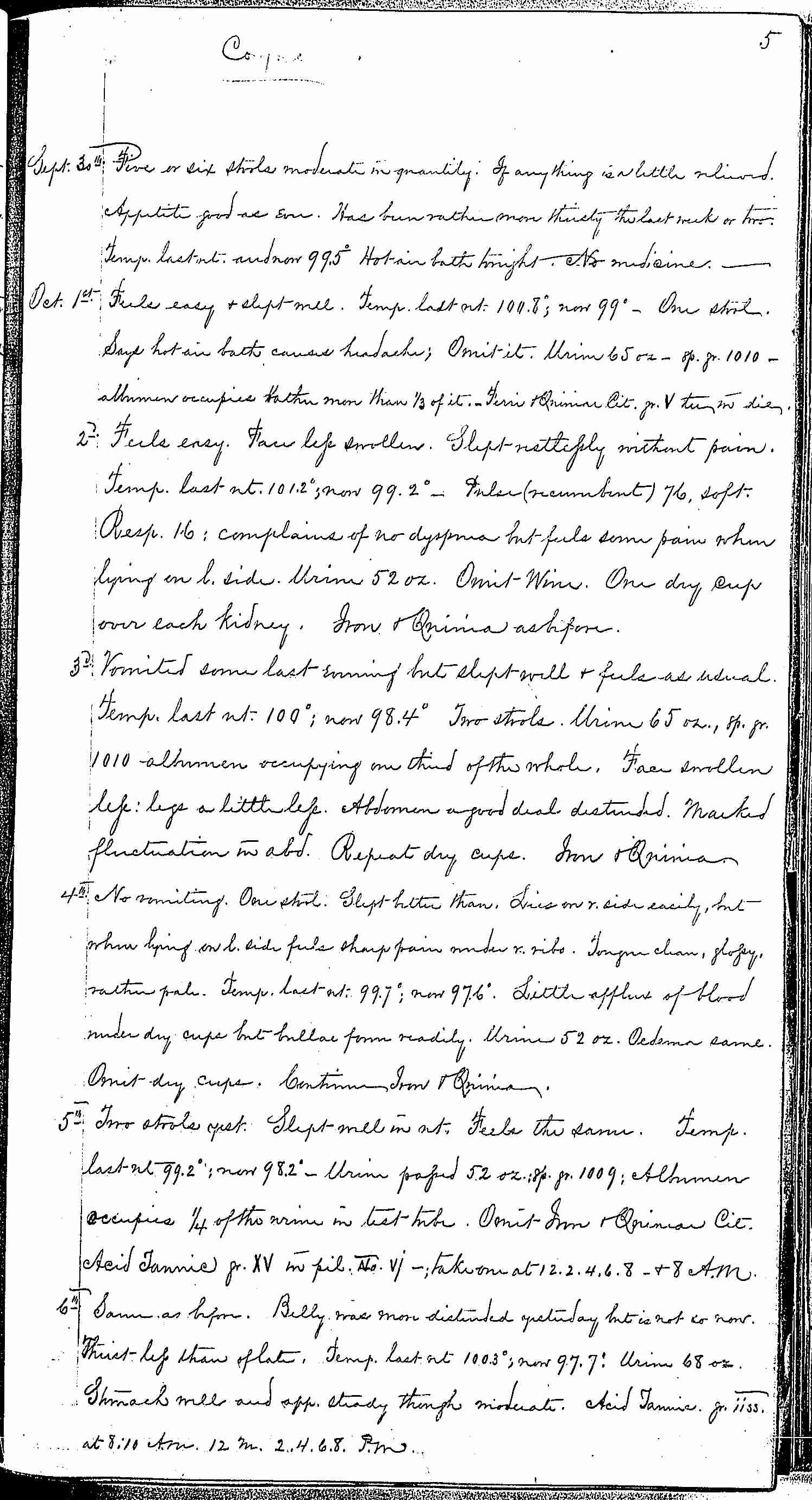 Entry for Bernard Coyne (page 5 of 13) in the log Hospital Tickets and Case Papers - Naval Hospital - Washington, D.C. - 1868-69