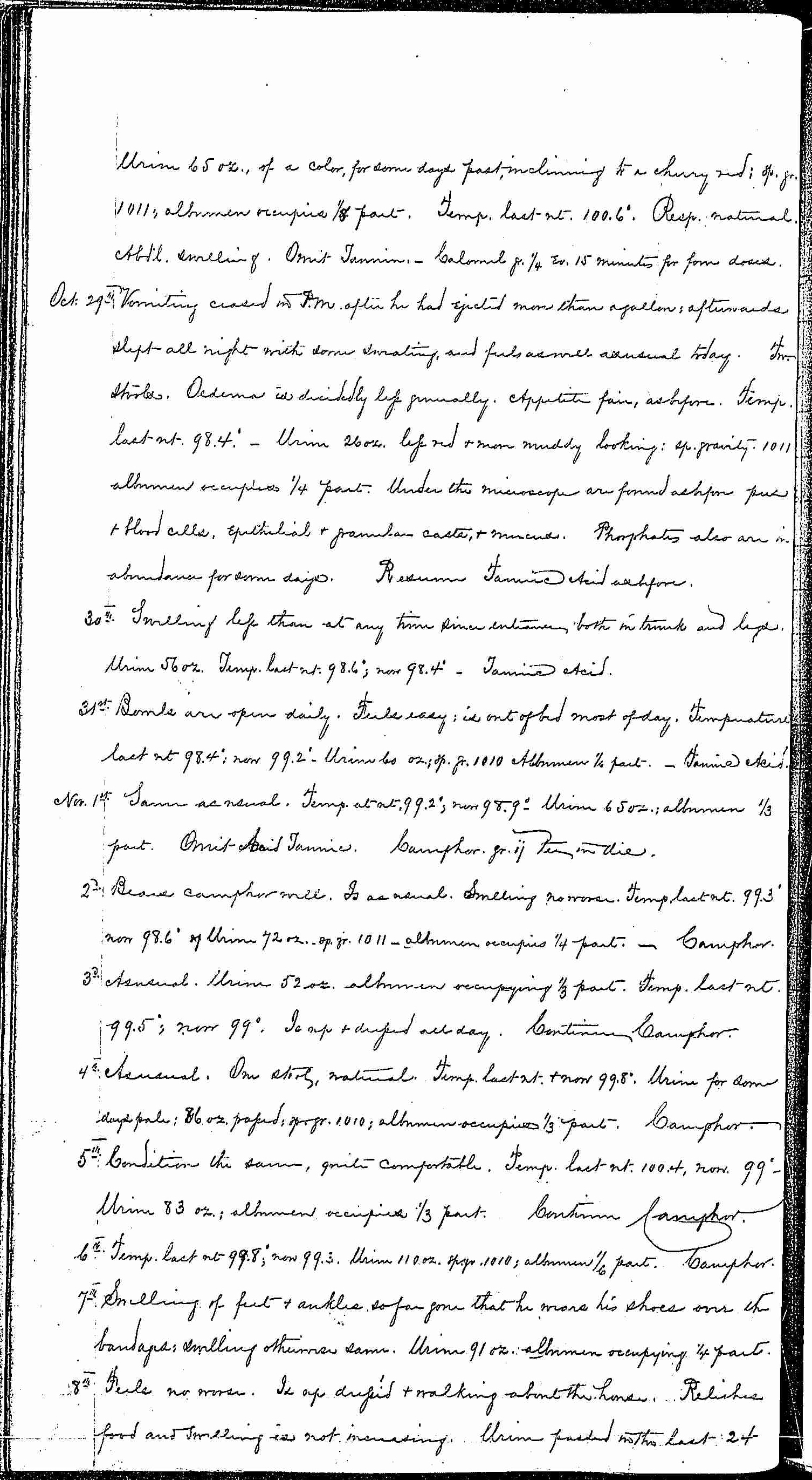 Entry for Bernard Coyne (page 8 of 13) in the log Hospital Tickets and Case Papers - Naval Hospital - Washington, D.C. - 1868-69