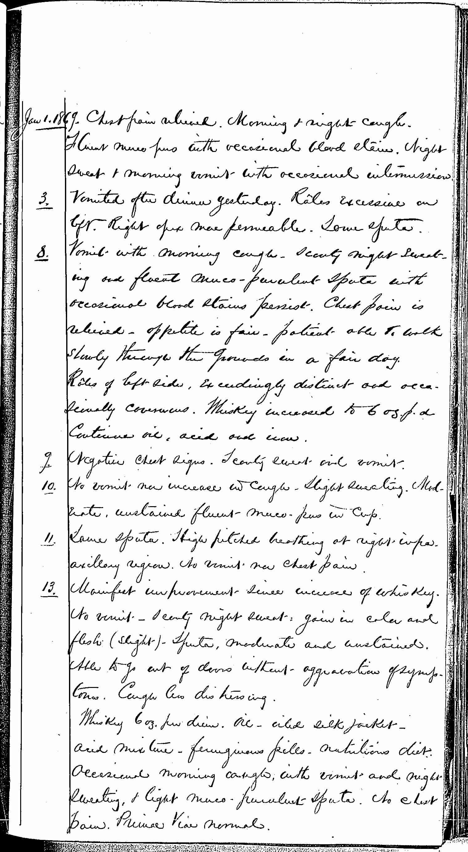 Entry for Hugh Riley (page 21 of 31) in the log Hospital Tickets and Case Papers - Naval Hospital - Washington, D.C. - 1868-69