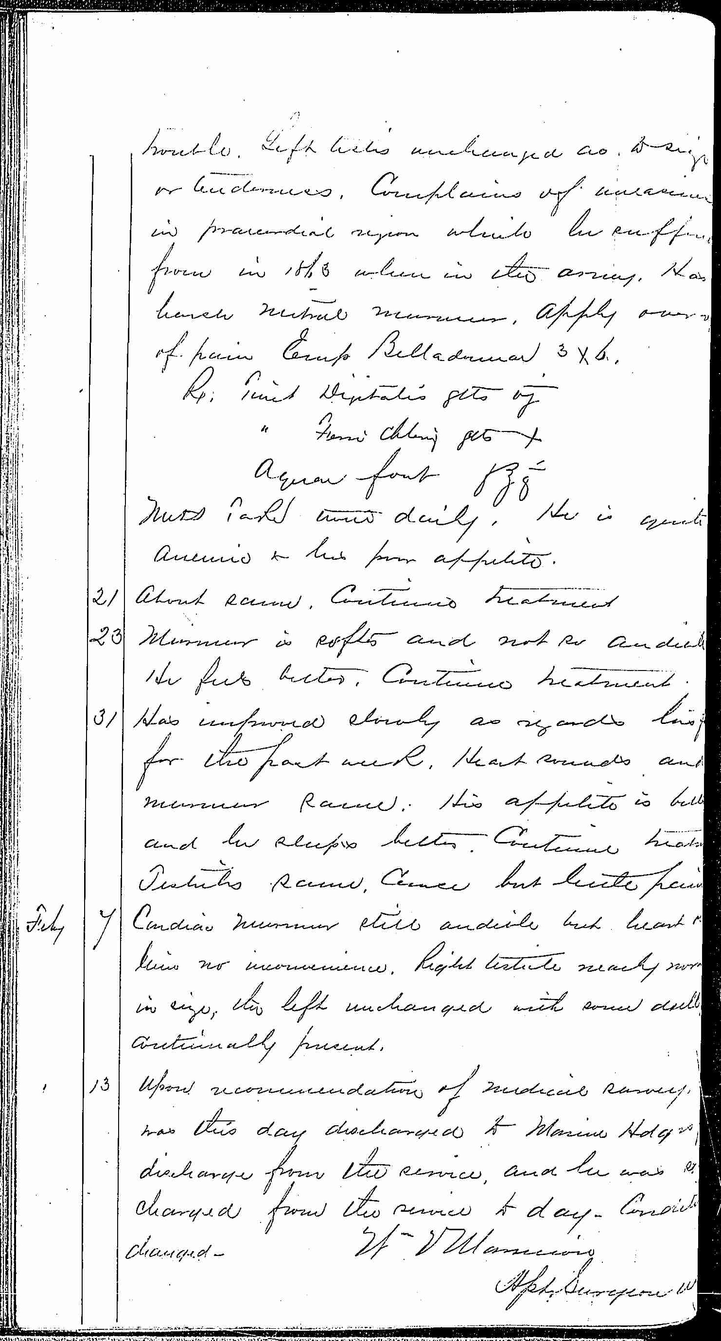 Entry for John C. Hutchinson (page 4 of 4) in the log Hospital Tickets and Case Papers - Naval Hospital - Washington, D.C. - 1868-69