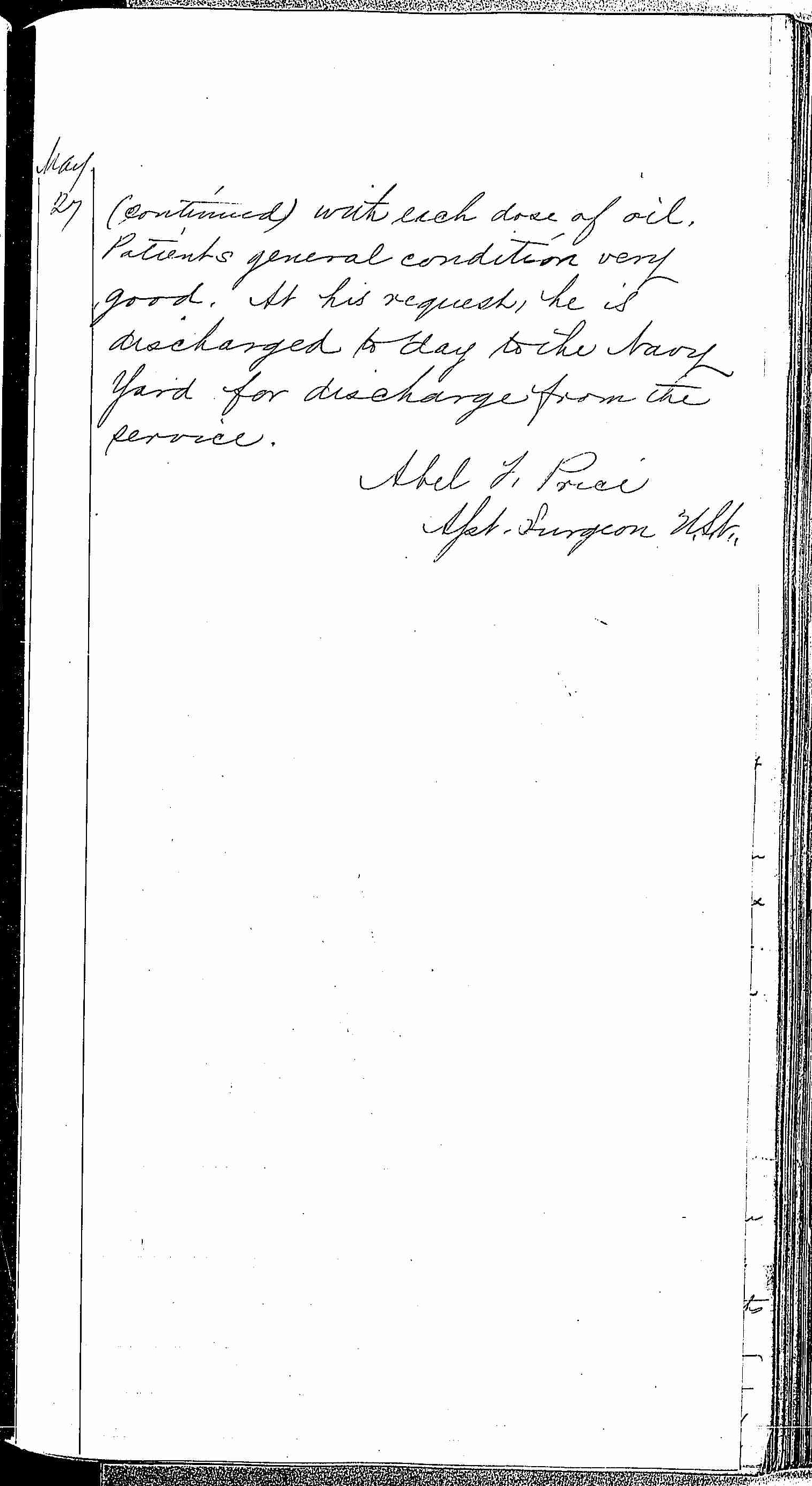 Entry for Richard Forn (page 21 of 21) in the log Hospital Tickets and Case Papers - Naval Hospital - Washington, D.C. - 1868-69