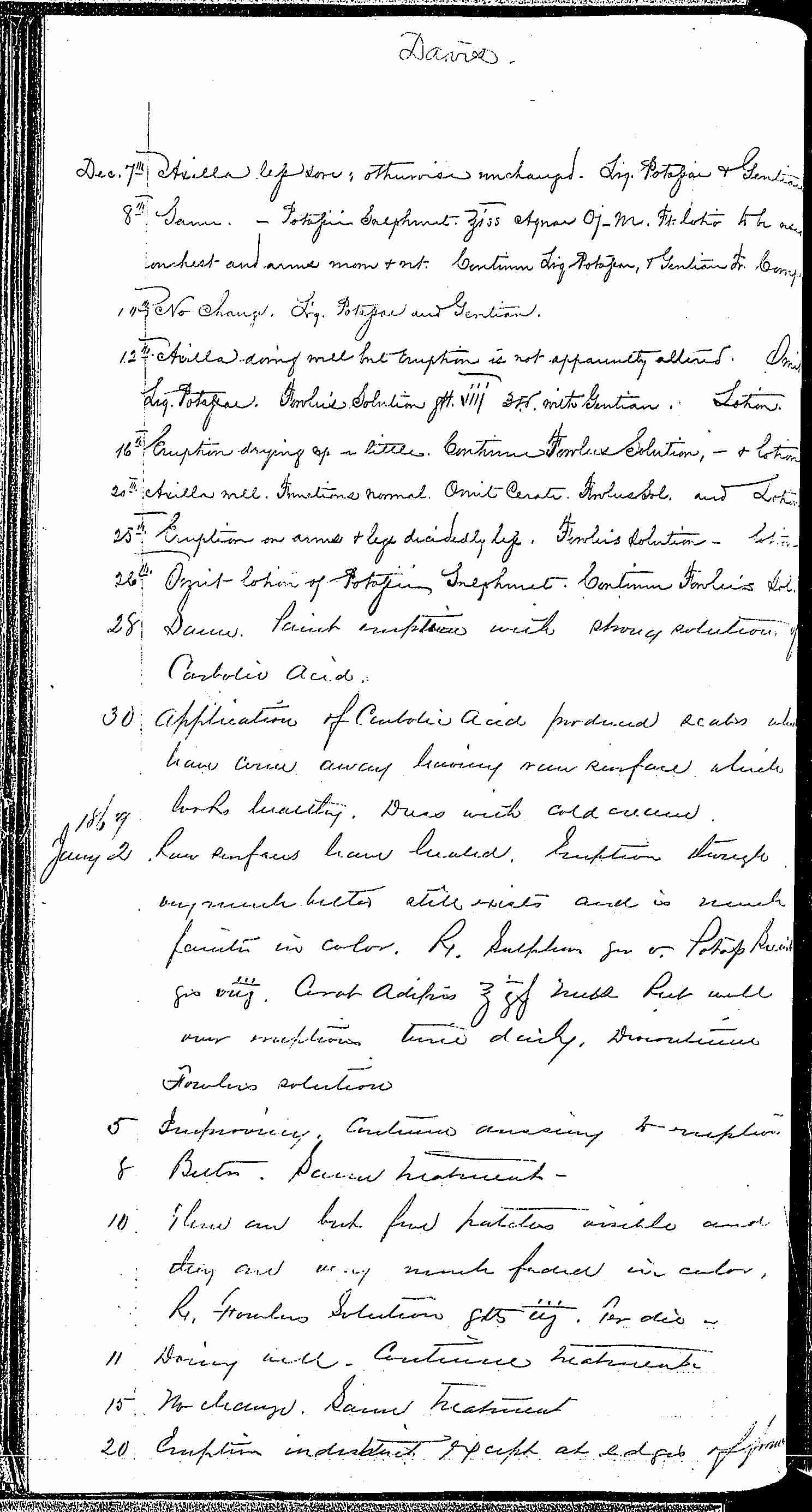 Entry for Edward Davis (page 2 of 6) in the log Hospital Tickets and Case Papers - Naval Hospital - Washington, D.C. - 1868-69