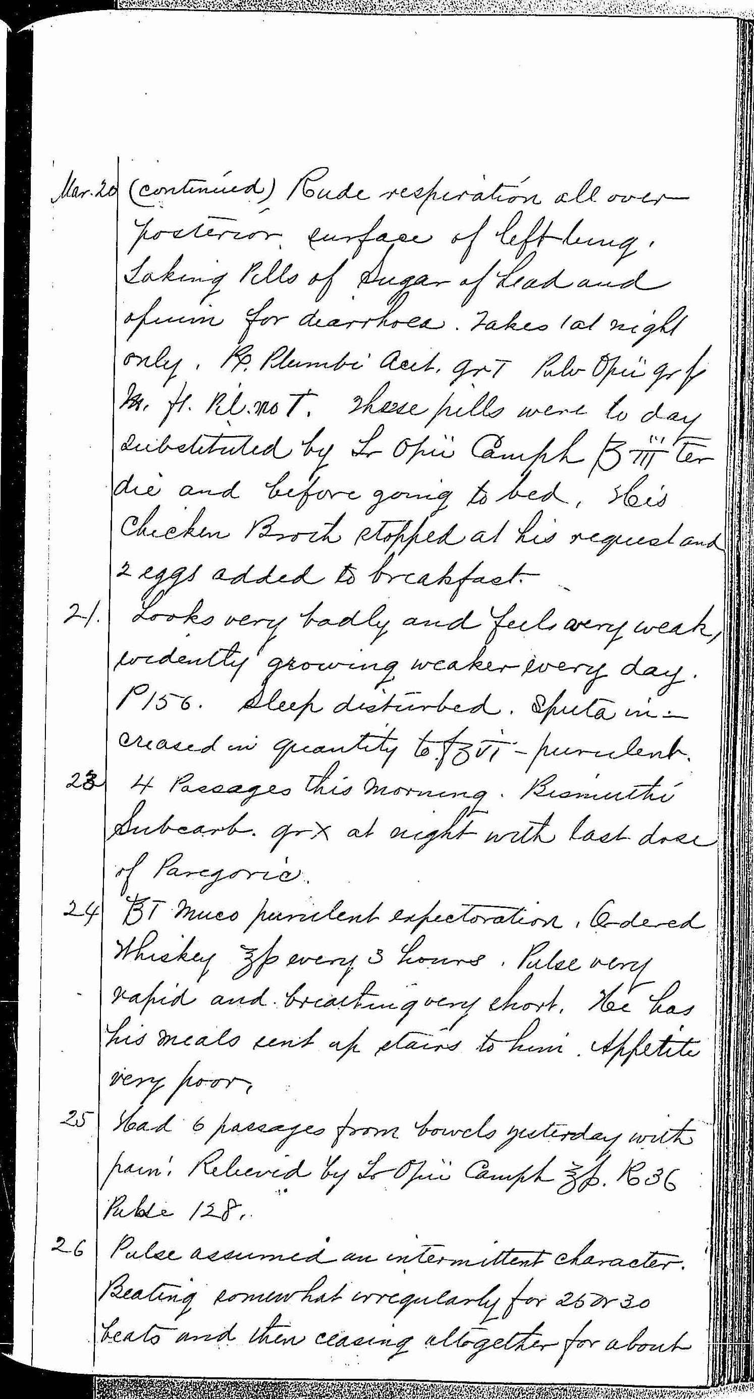 Entry for William Bathwell (page 11 of 13) in the log Hospital Tickets and Case Papers - Naval Hospital - Washington, D.C. - 1868-69