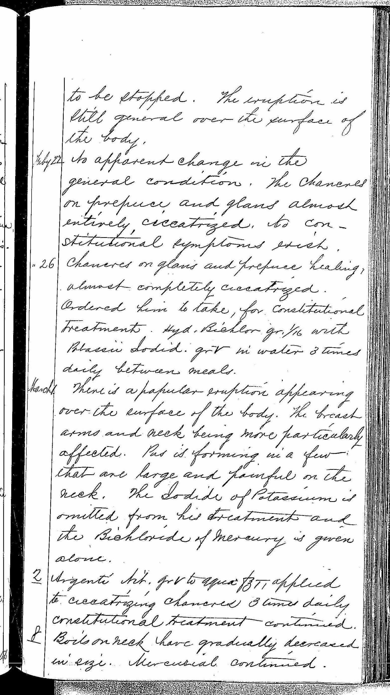 Entry for John Archer (page 3 of 5) in the log Hospital Tickets and Case Papers - Naval Hospital - Washington, D.C. - 1868-69
