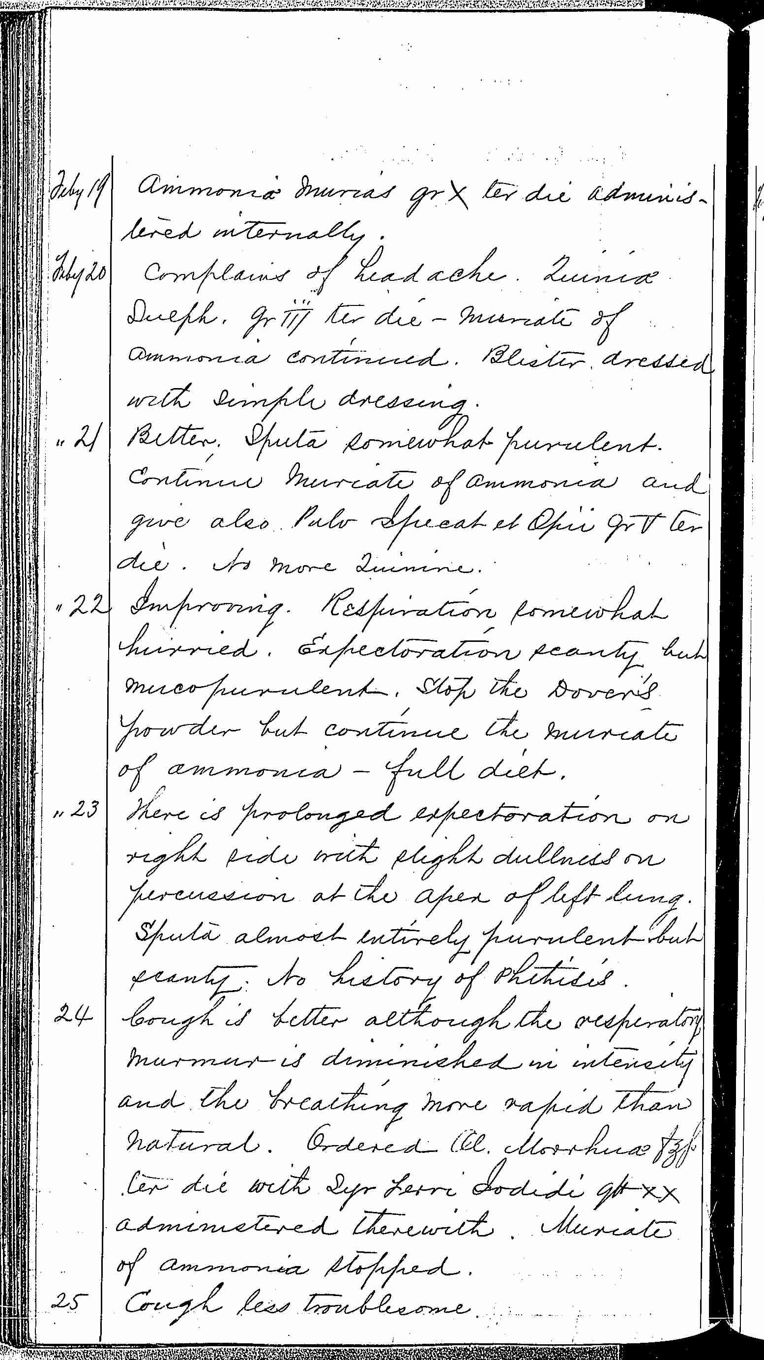 Entry for John Cadogan (page 2 of 3) in the log Hospital Tickets and Case Papers - Naval Hospital - Washington, D.C. - 1868-69