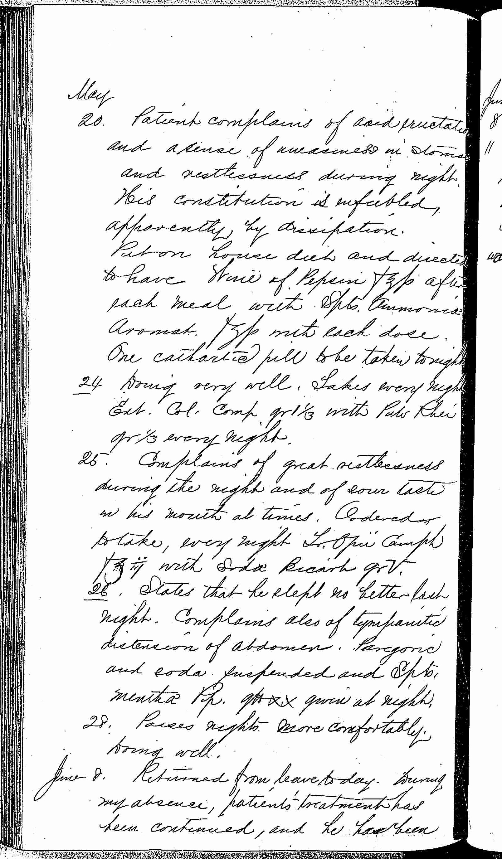 Entry for Joseph Meekins (page 2 of 3) in the log Hospital Tickets and Case Papers - Naval Hospital - Washington, D.C. - 1868-69