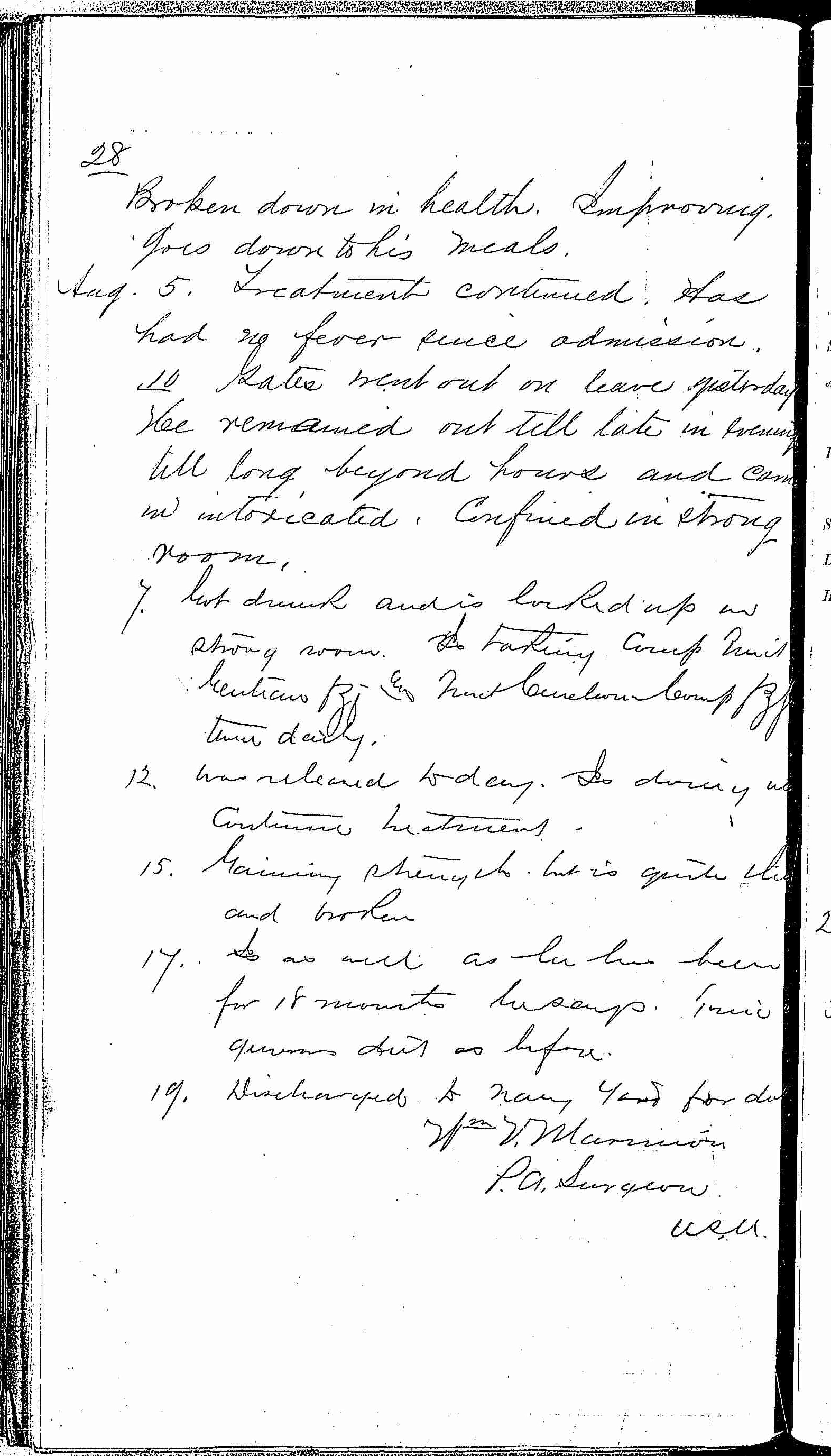 Entry for George Gates (page 2 of 2) in the log Hospital Tickets and Case Papers - Naval Hospital - Washington, D.C. - 1868-69