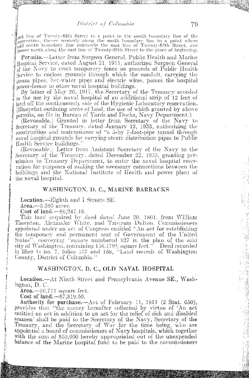 Page 79 from the book Federal Owned Real Estate Under the Control of the Navy Department (1937)