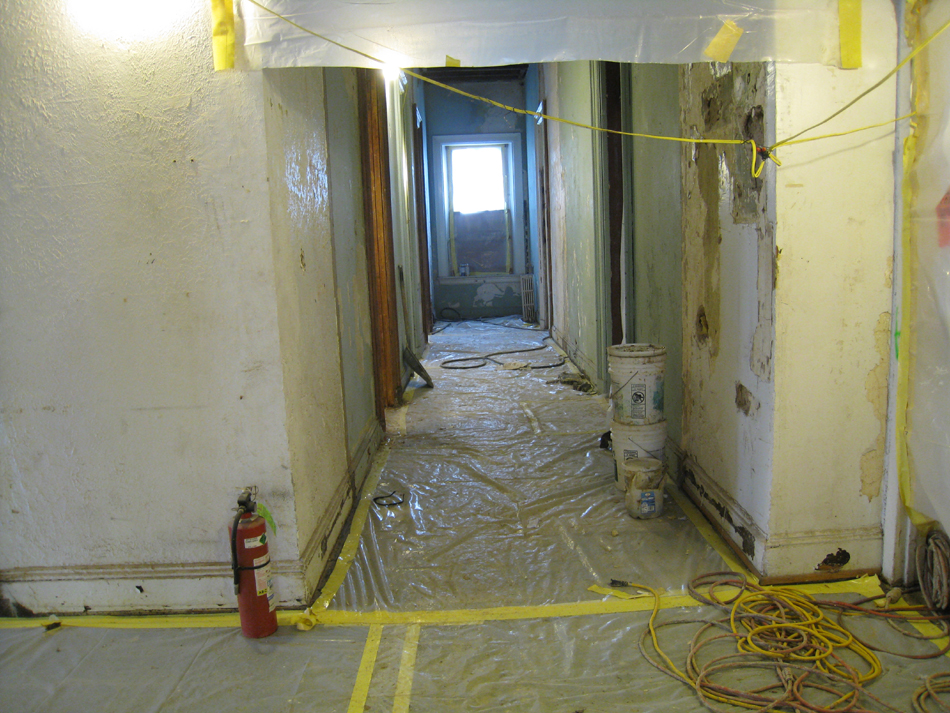 First Floor Looking West in Main Corridor - August 3, 2010