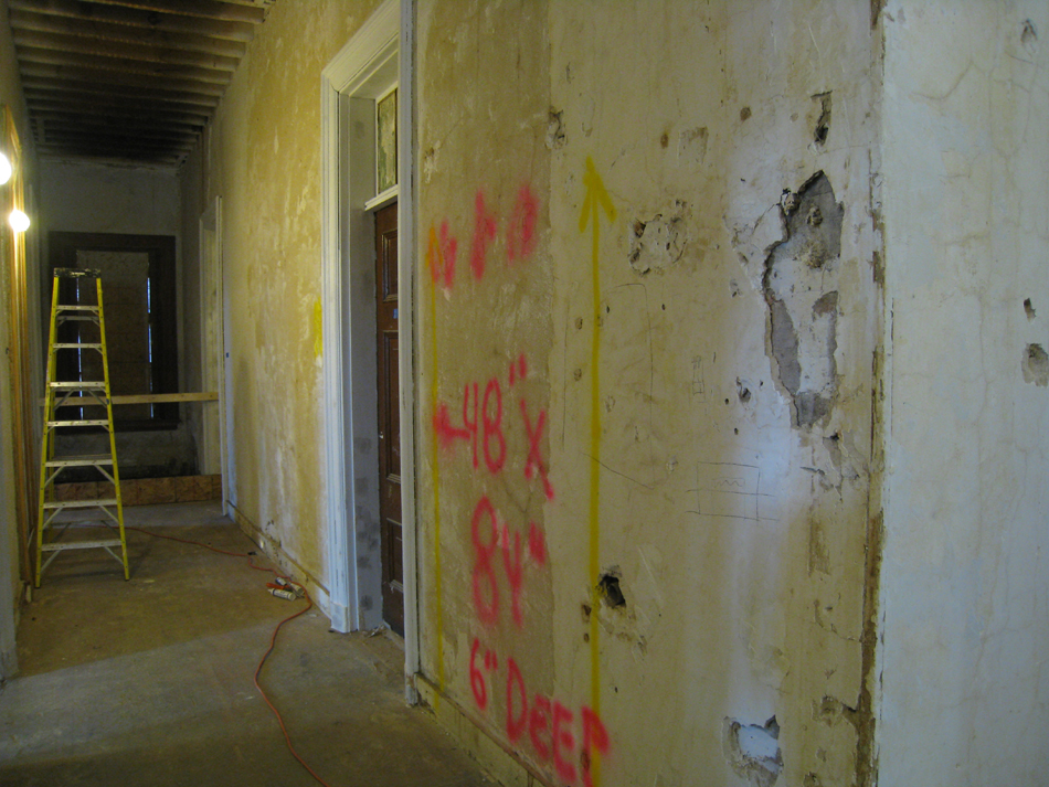 Second Floor--Corridor looking west from center, showing location for electrical box