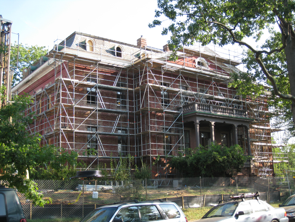 Elevation--South entrance, showing scaffold span over portico