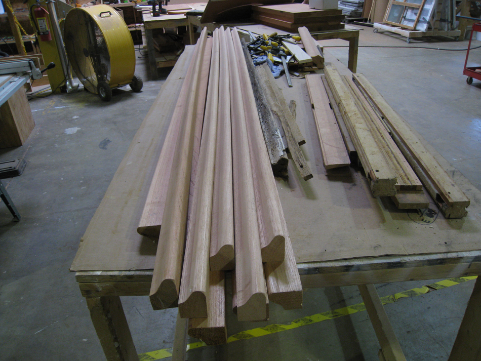 Doors and Windows -- SRS Corp. -- reproducing third floor window frame elements with Spanish cedar.