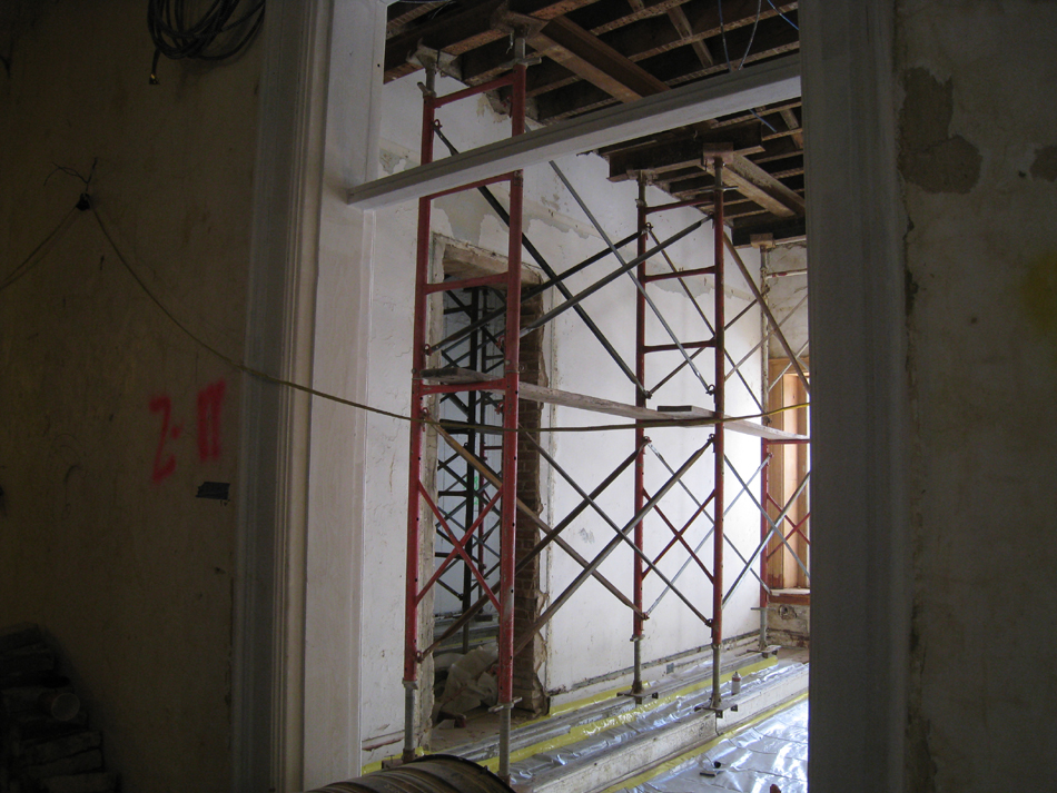 Second Floor--Shoring next to wall to be removed on west side