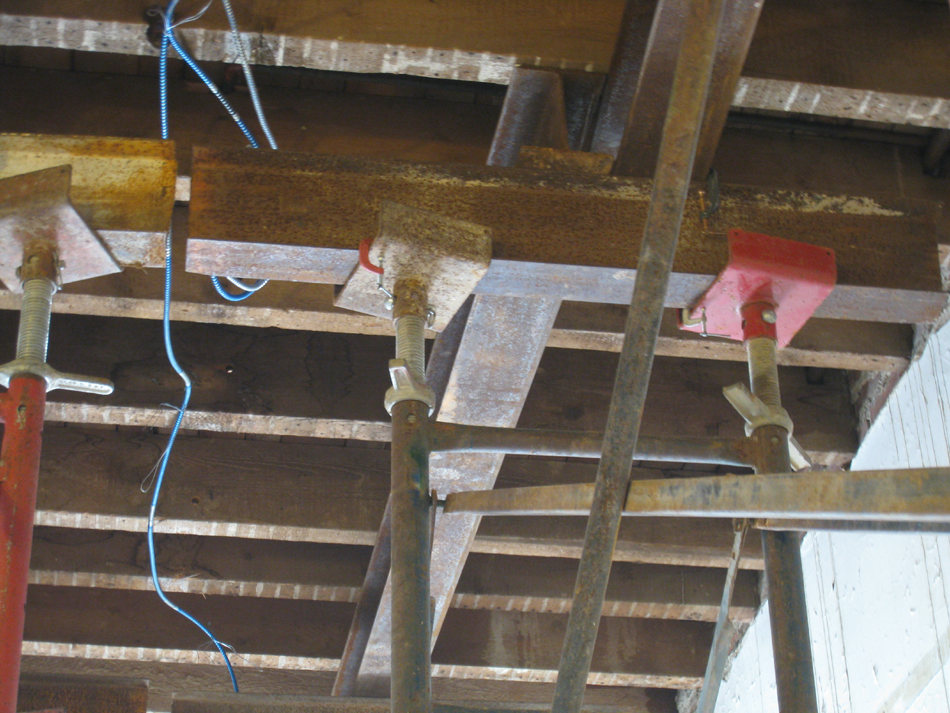 Second Floor--Shoring in east central room showing ceiling detail