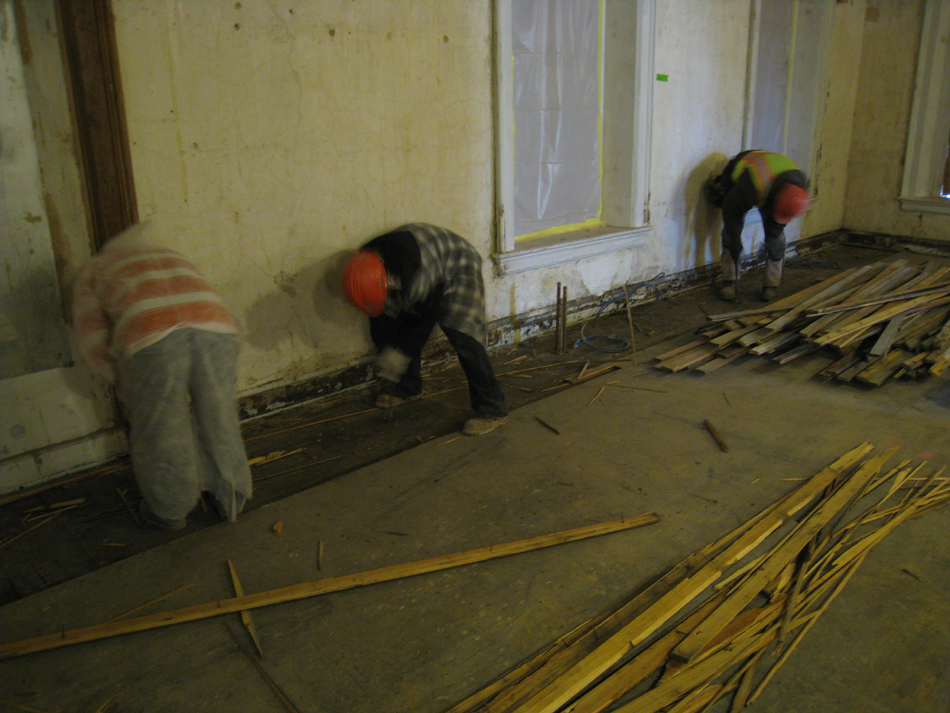 Second Floor--Taking up flooring from northeast room