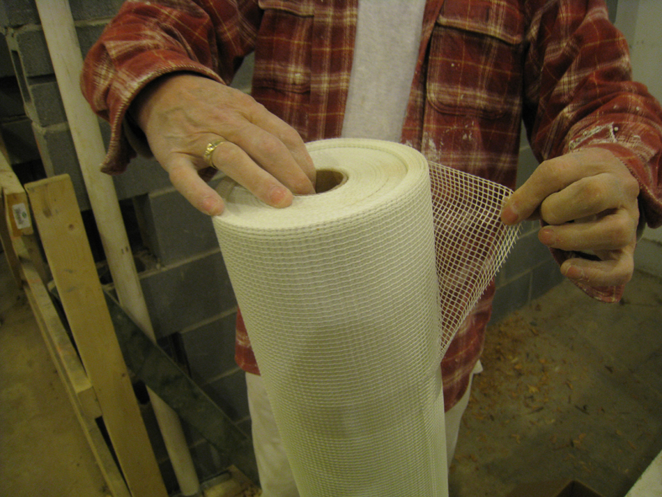 Second Floor--Nylon mesh to be used for applying final skim coat of plaster
