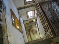 Third Floor--Looking down west stairwell at stair installation - November 5, 2010