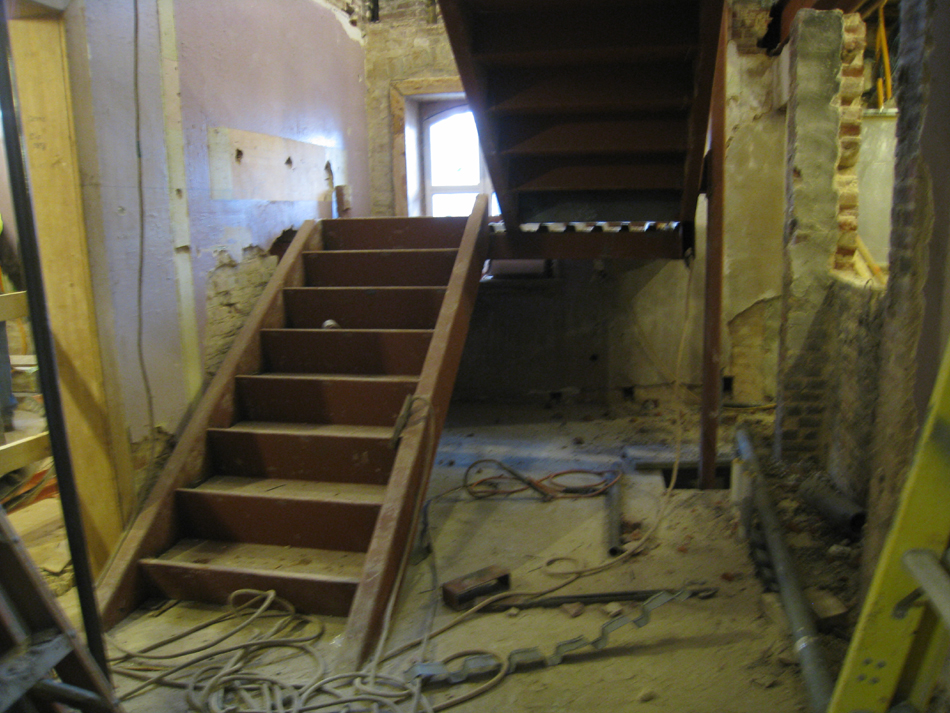 Ground Floor--East Stairway under construction