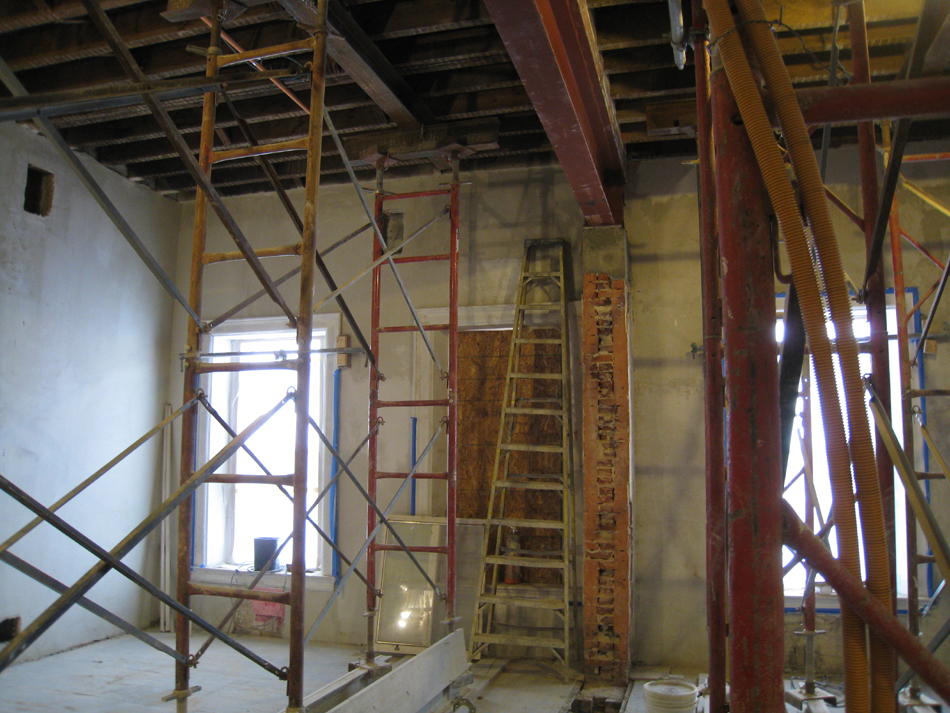 Second Floor--Installed steel beams in central (large) room - January 7, 2011