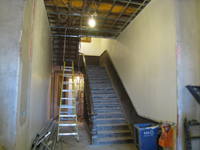 First Floor--Central stairwell to second floor with finished plaster - January 20, 2011