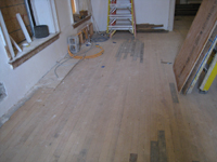 Second Floor--Southwest corner room showing original floor with repairs - February 1, 2011