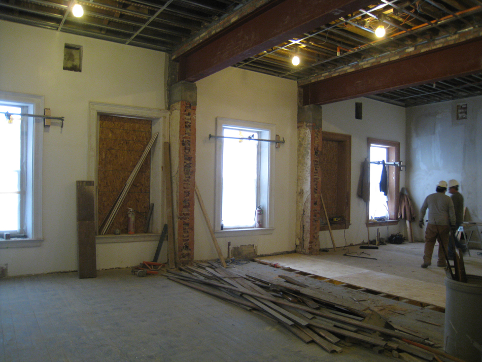 Second Floor--Large central room showing beams - February 1, 2011