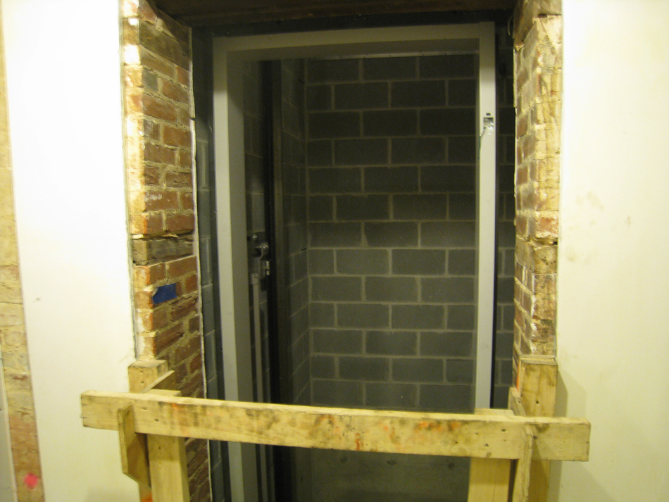 Ground floor--Elevator shaft with elevator installed - March 3, 2011