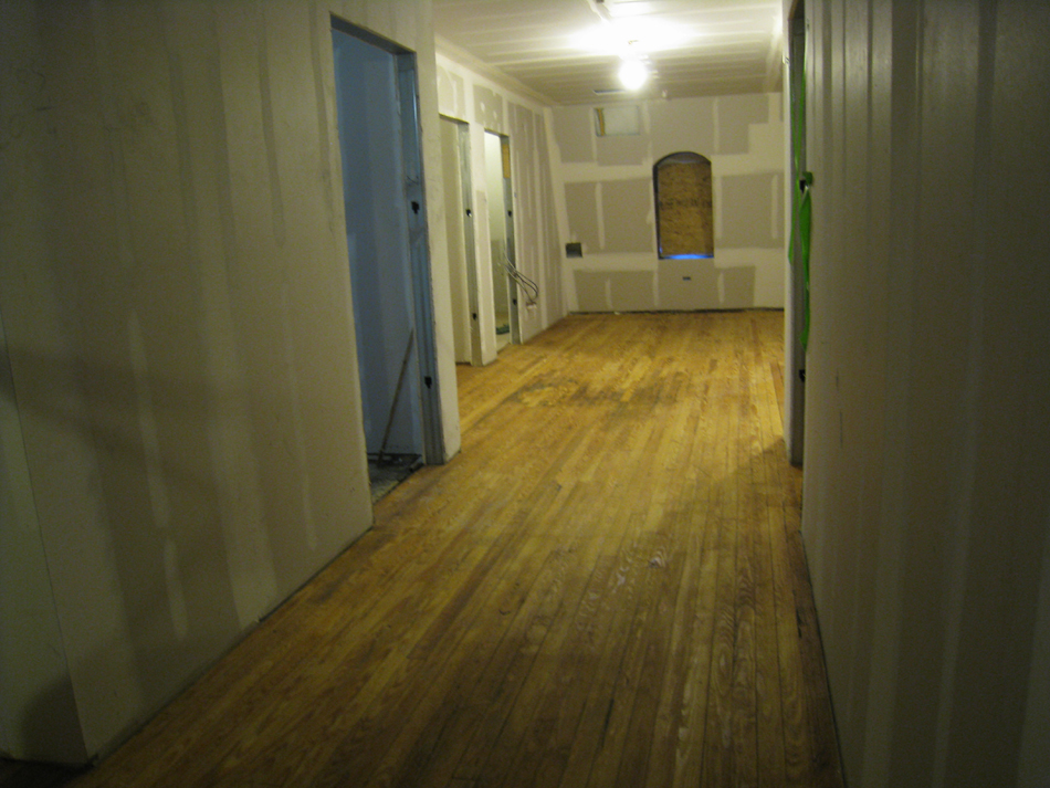 Third Floor--East corridor--final sanded and sealed original floor - March 3, 2011