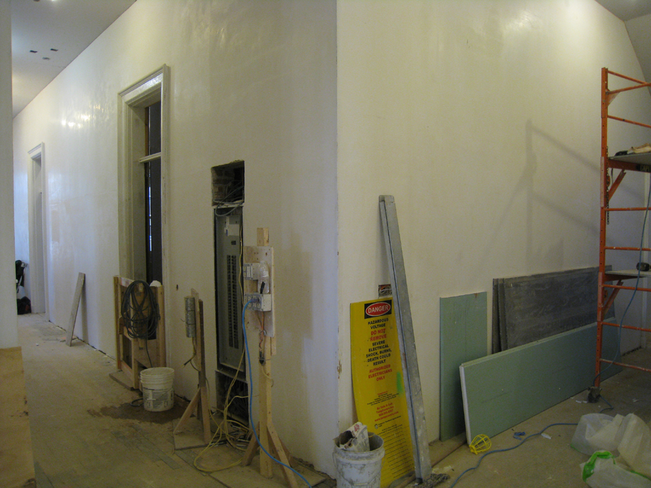 First Floor--Central corridor looking towards electrical panel and elevator - March 19, 2011